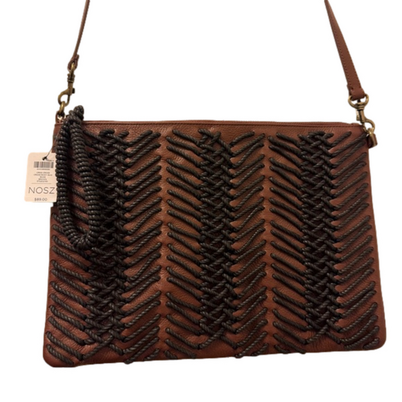 NWT Chico's Crisscross Crossbody Leather Bag Brown and Black - Picture 1 of 8